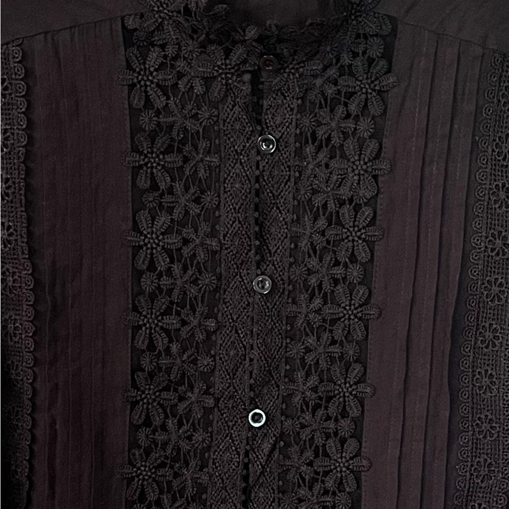 Lace & Pleats Victorian-LIKE Black Blouse Goth
